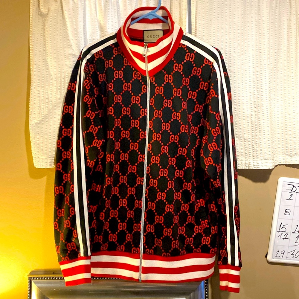 Gucci Jacquard black w/ red size L perfect condition also pants posted separate